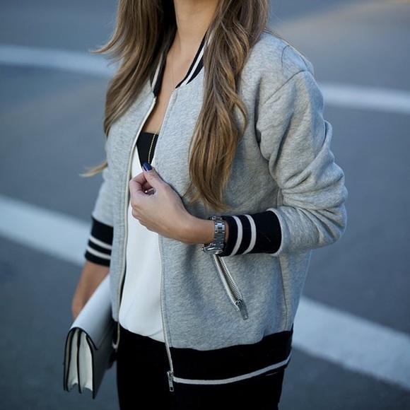 Womens Jcrew Varsity Sweatshirt Jacket 